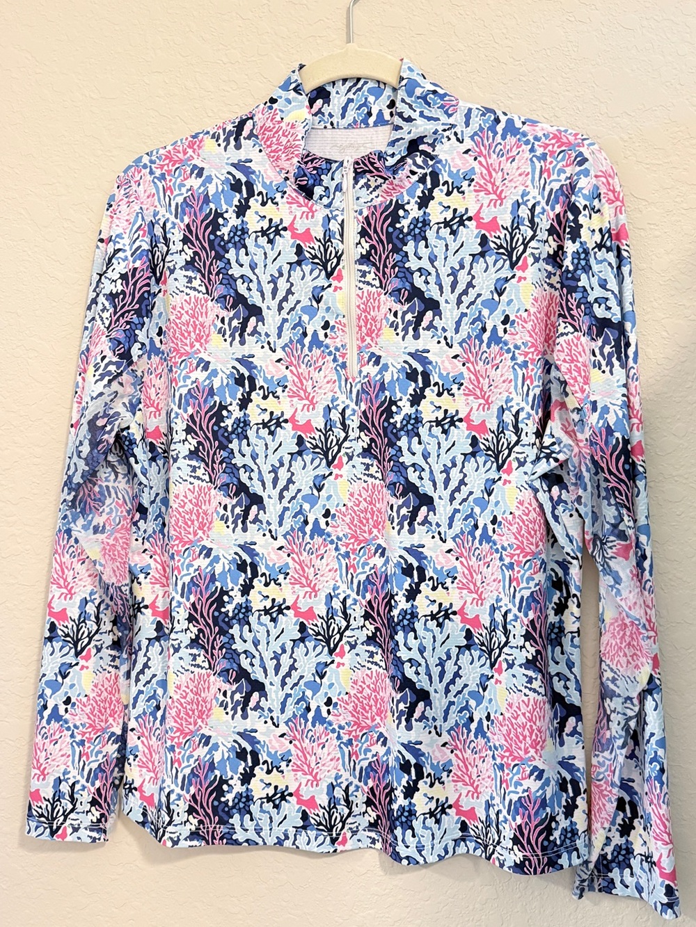 Gottex Pickleball Pink & Blue Coral-Print Zip Front